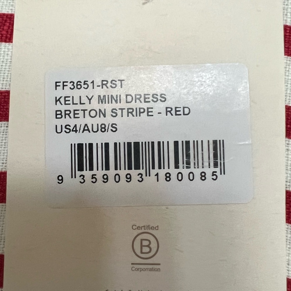 NWT Faithfull The Brand Red Breton Stripe Kelly Mini Dress, Size 4 (Small) - Picture 14 of 15